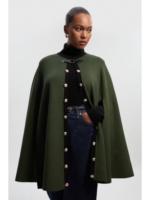 KAREN MILLEN Plus Size Viscose Blend Military Trim Knitted Cape