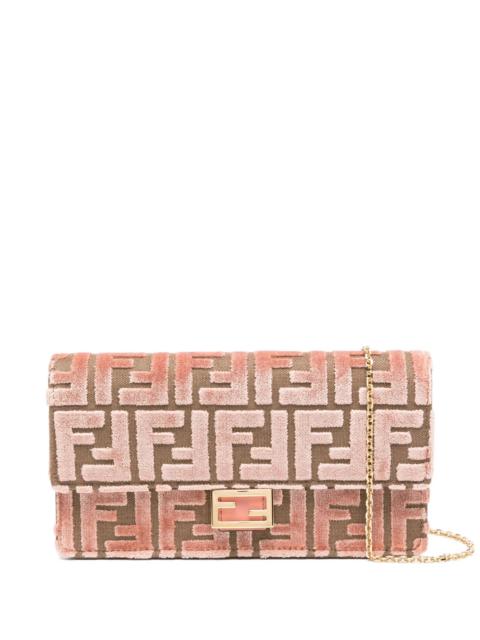 FENDI Fendi Baguette FF-pattern Velvet Clutch Bag