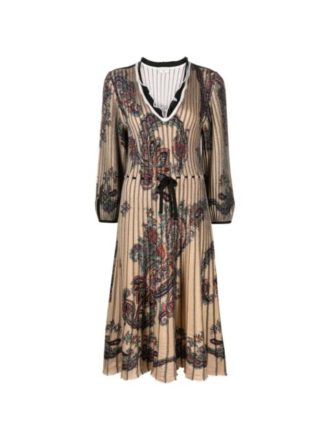 paisley-print virgin-wool midi dress