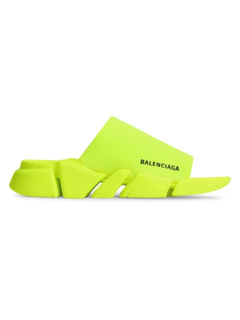 BALENCIAGA Men's Speed 2.0 Recycled Knit Slide Sandals - Neon Green