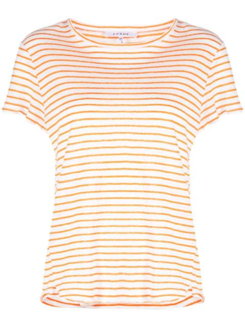 FRAME striped organic-linen T-shirt