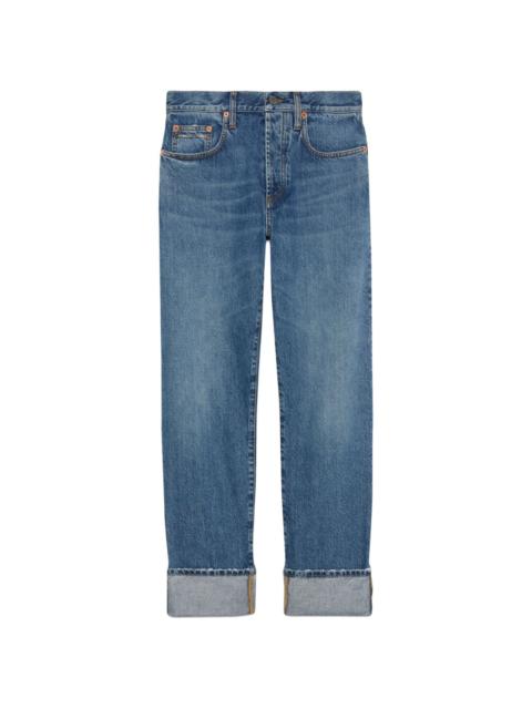 GUCCI Horsebit-detail low-rise straight-leg jeans