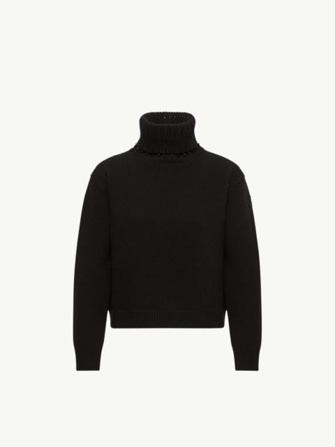 Moncler Crystal Embroidered Cashmere & Wool Blend Turtleneck Sweater