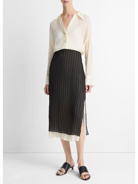 Vince Crushed Stripe Layered Skirt