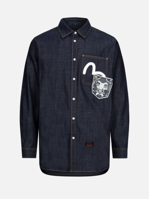 EVISU DAICOCK PRINT RELAX FIT DENIM SHIRT