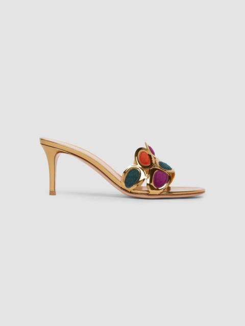 Gianvito Rossi Women's 70MM Leather & Suede Sandals - Brown Gold Multi
