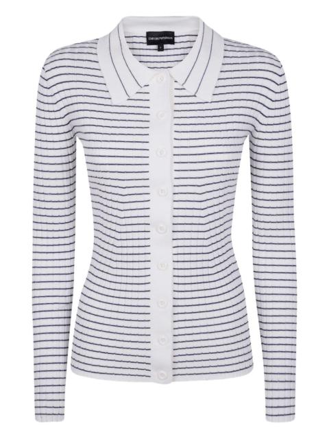 EMPORIO ARMANI striped polo-neck cardigan