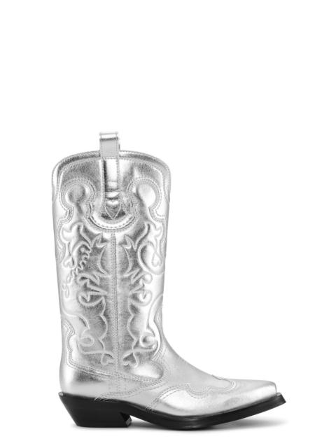 SILVER MID SHAFT EMBROIDERED WESTERN BOOTS