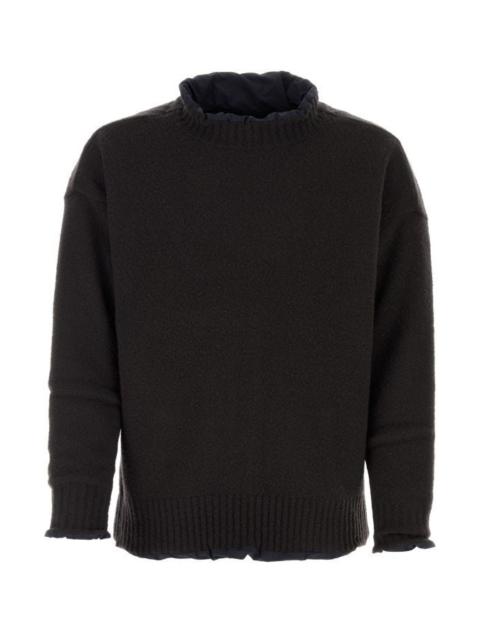sacai Black wool blend reversible Knit Pullover