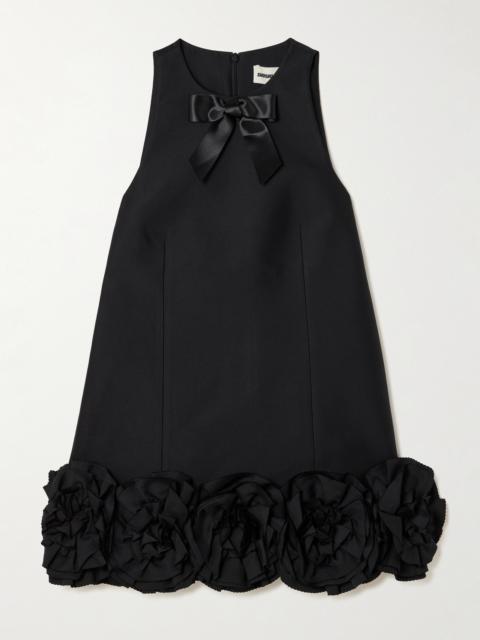 SHUSHU/TONG Appliquéd Bow-embellished Twill Mini Dress