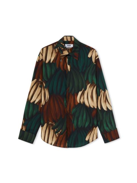 MSGM Poplin cotton shirt with "Bananas" print