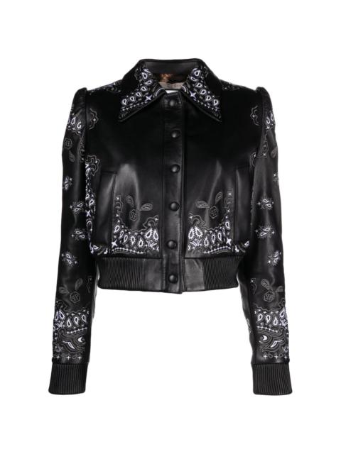 embroidered leather jacket