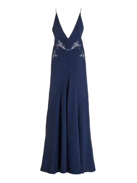 GABRIELA HEARST Apuleius Lace Dress in Navy Silk Crepe