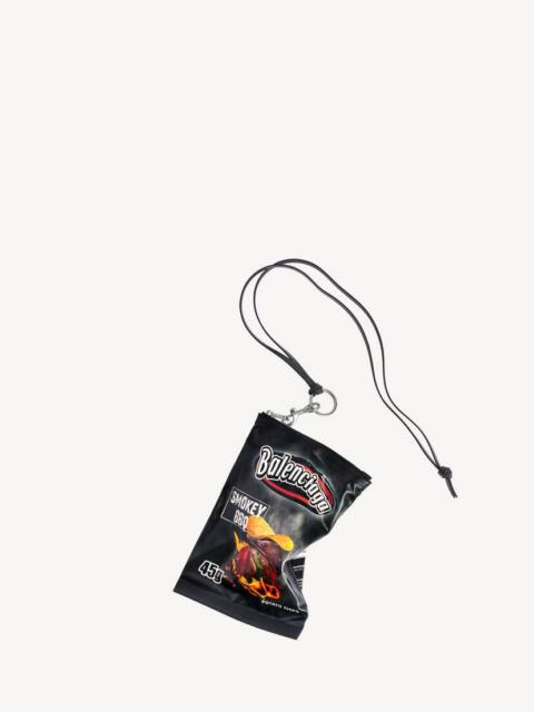 BALENCIAGA Chips Phone Holder Pouch in Black