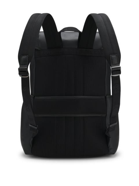 BOSS ITALIAN-LEATHER BACKPACK WITH DOUBLE B MONOGRAM