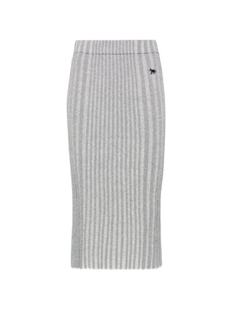 Maison Kitsuné fox-motif ribbed midi skirt