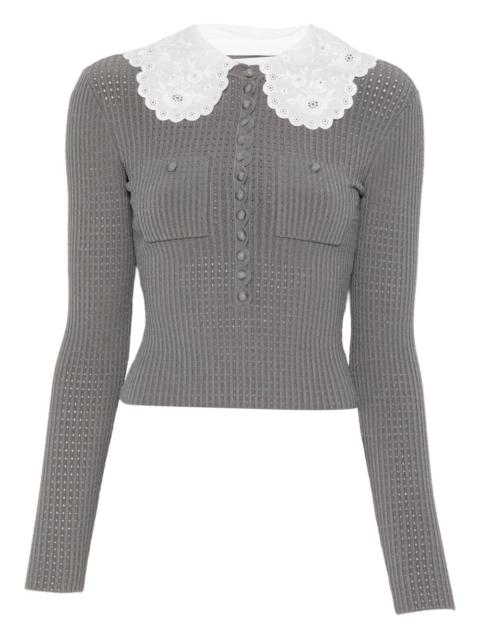 self-portrait contrasting-collar top