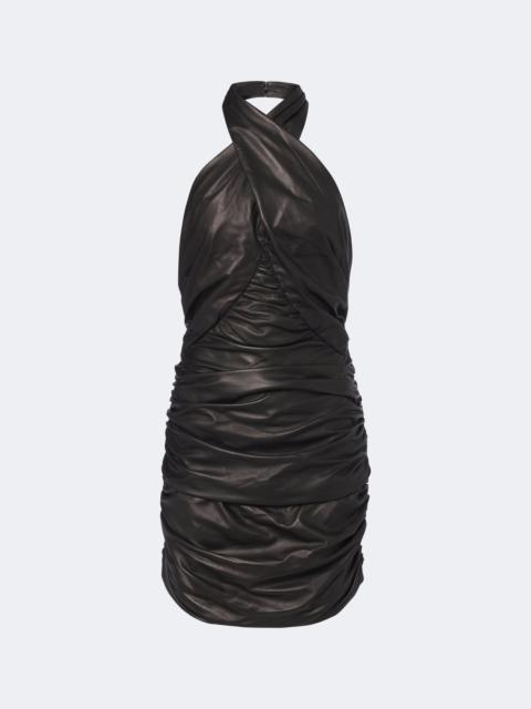 Balmain Ruched leather minidress