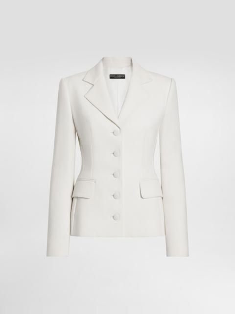 ジャケット Dolce&Gabbana SHORT DOUBLE-BREASTED WOOL CREPE JACKET Short double-breasted wool crepe jacket in Black for Women