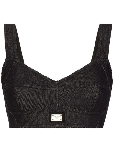 Dolce & Gabbana logo-tag denim corset top