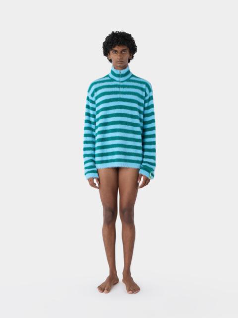 SUNNEI STREGATTO HIGH NECK LONG SLEEVE / azure & green stripes
