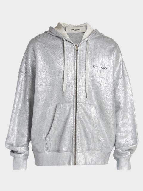 Golden Goose Men's Metallic Textured Full-Zip Hoodie