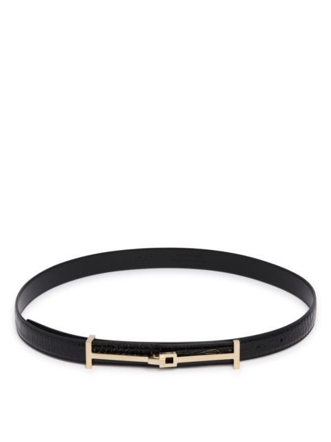 TOM FORD Black Crocodile-Embossed Leather Belt