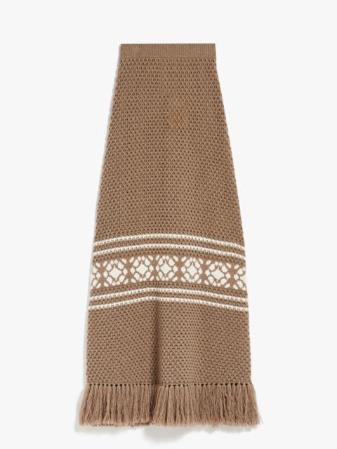 GANGE Wool and cashmere skirt with fringes