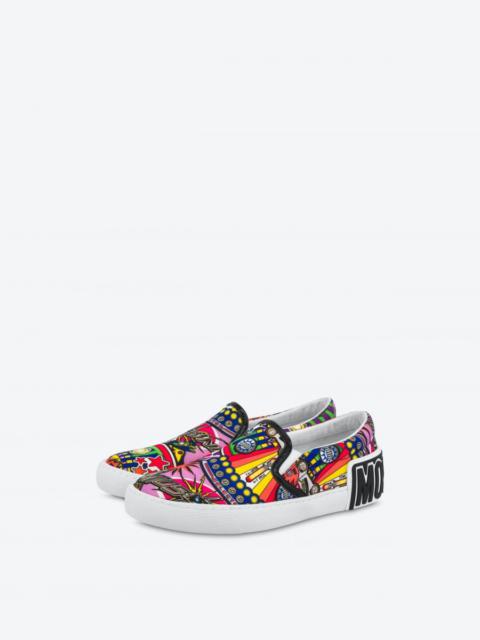 Moschino PINBALL PRINT SLIP ON SNEAKERS