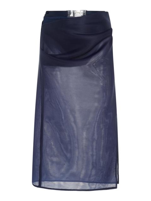BRANDON MAXWELL The Isobel Belted Sheer Midi Skirt navy
