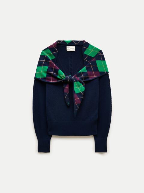 J.CREW Cashmere V-neck sweater with argyle scarf