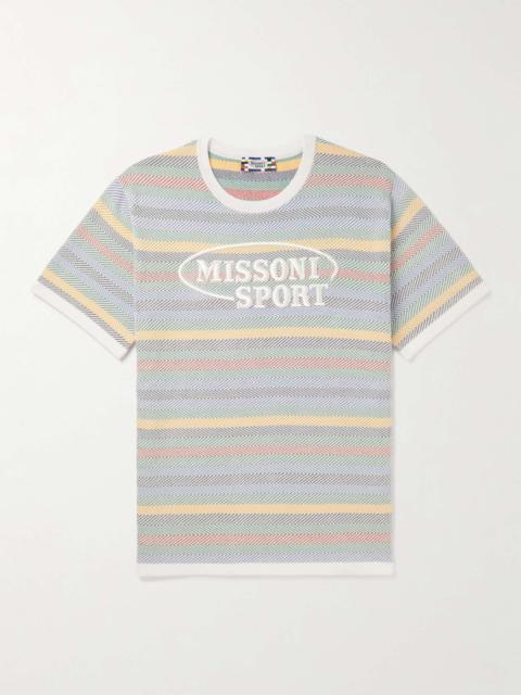Logo-Embroidered Striped Cotton-Jacquard T-Shirt