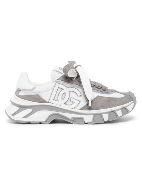 Dolce & Gabbana Men's Logo Two-Tone Nylon & Suede Low-Top Sneakers - Bianco Grigio