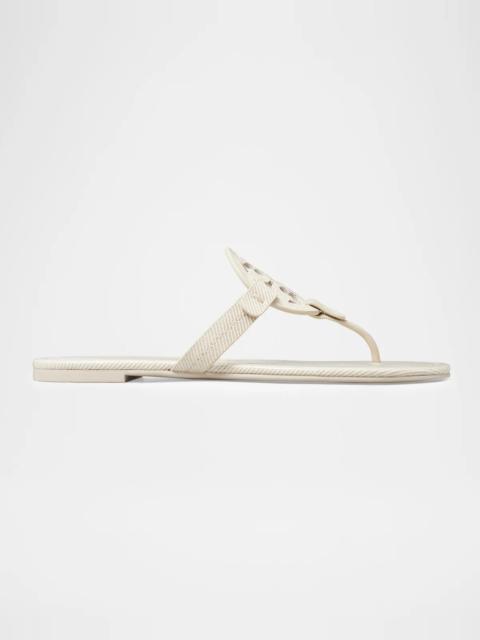 TORY BURCH Miller Striped Patent-Coated Canvas Thong Sandals