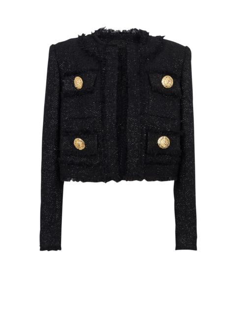 Balmain Cropped lurex tweed jacket