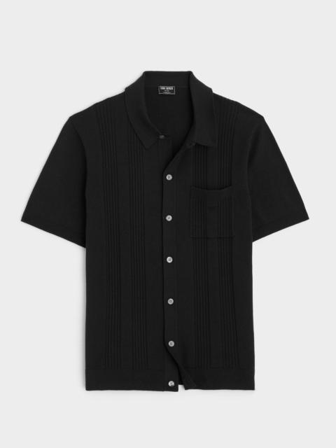 TODD SNYDER Silk-Cotton Ribbed Full-Placket Sweater Polo