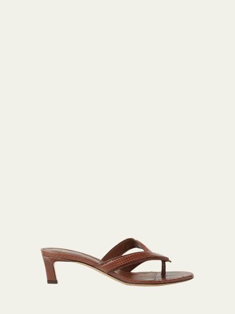 FENDI Fling Snake-Embossed Leather Thong Sandals