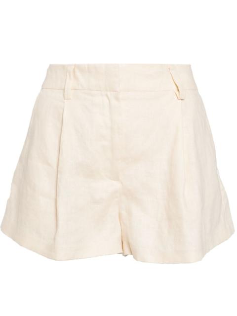 Reformation Alex pleat-detail linen shorts