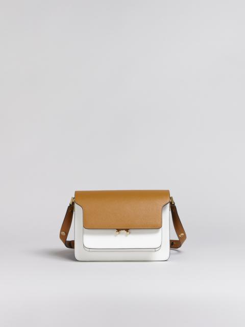 Marni TRUNK MEDIUM BAG IN BROWN WHITE AND BLUE SAFFIANO LEATHER