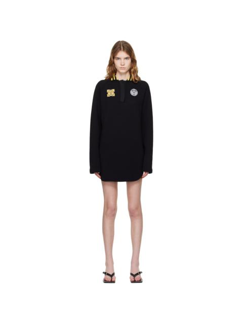 Black Sporty Polo Sweat Minidress