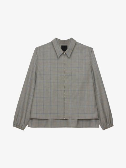 Givenchy OVERSIZED ZIPPED SHIRT IN WOOL WITH PRINCE OF WALES PATTERN