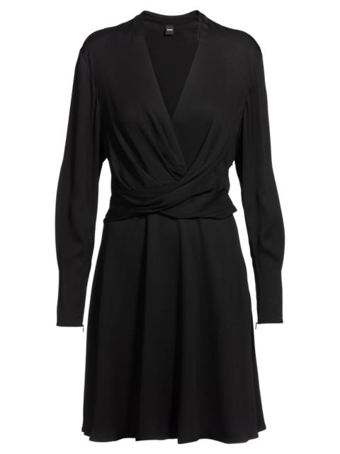BOSS WRAP-FRONT DRESS WITH STAND COLLAR