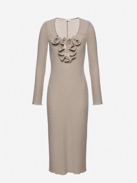 MAGDA BUTRYM Long-sleeve crepe beach maxi dress in light brown