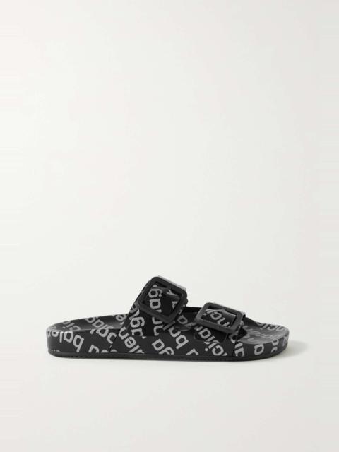 Mallorca printed leather slides