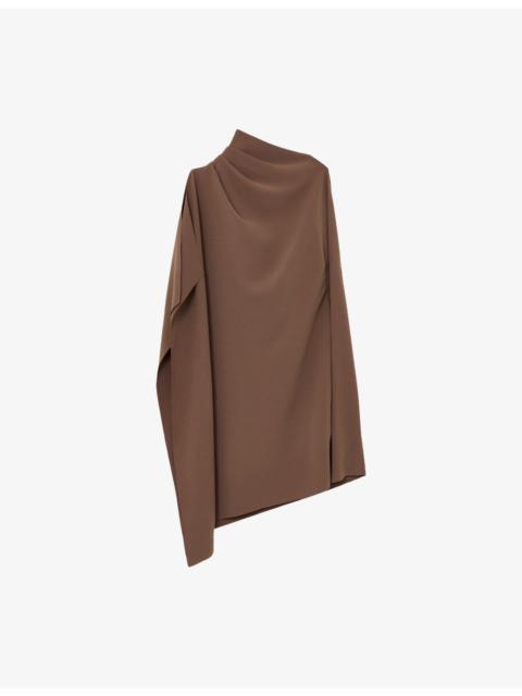 REISS Ellery One-Shoulder Draped Woven Mini Dress