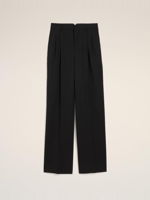 AMI Paris BLACK HIGH-WAISTED WIDE-LEG WOOL TROUSERS