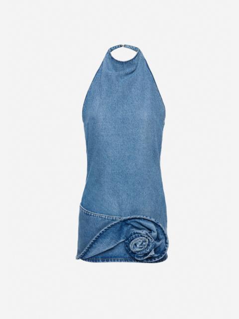 MAGDA BUTRYM Halter-neck denim mini dress in light blue