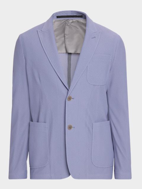 GIORGIO ARMANI Men's Nylon-Stretch Honeycomb Jacquard Blazer