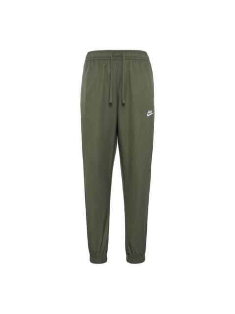 Men's Nike Solid Color Straight Bundle Feet Long Pants/Trousers Sports Pants/Trousers/Joggers Olive 