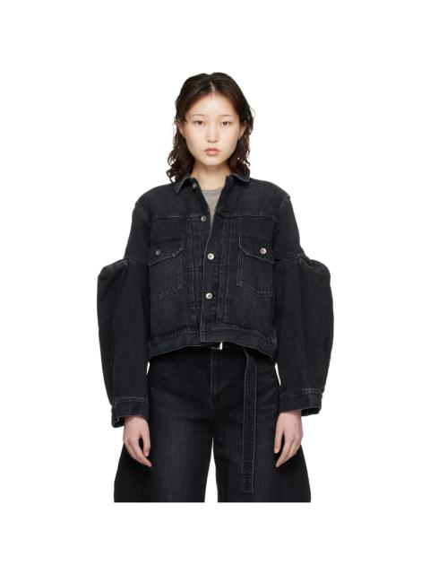 sacai Black Pipe Sleeves Denim Jacket